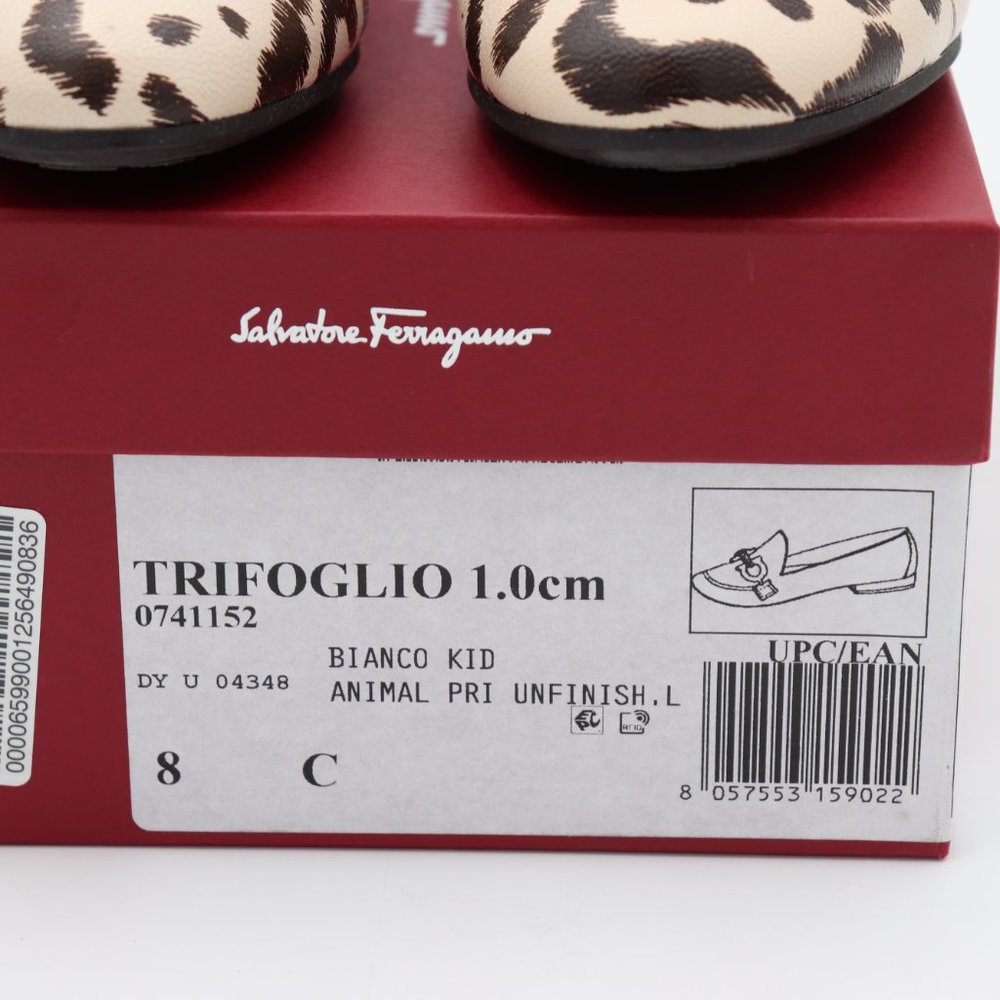 NIB Salvatore Ferragamo Trifoglio Gancini Bit Leopard Print Loafers Flats - Picture 16 of 16